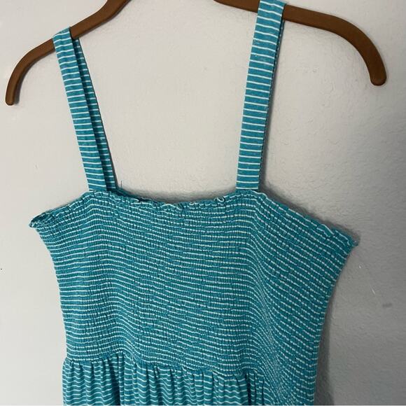 Blue & White Striped Maxi Tiered Dress Summer - Picture 3 of 8